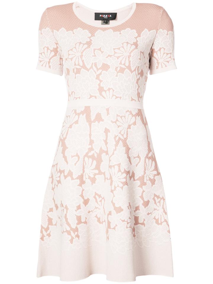 Paule Ka Embroidered Flared Dress - Nude & Neutrals