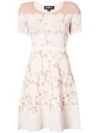 Paule Ka Embroidered Flared Dress - Nude & Neutrals