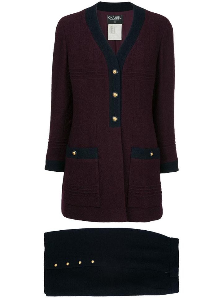 Chanel Vintage Slim Cardigan & Skirt Set - Pink & Purple