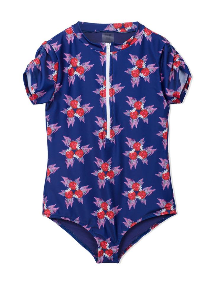 Duskii Girl Mia Short Sleeve Rash Swimsuit - Blue