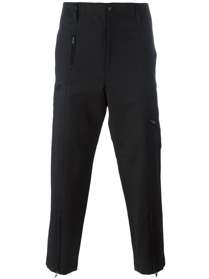 Y-3 Cropped Trousers, Men's, Size: Small, Black, Cotton/spandex/elastane