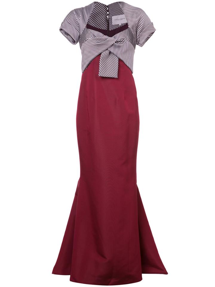 Carolina Herrera Contrast Fishtail Gown - Red
