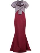 Carolina Herrera Contrast Fishtail Gown - Red