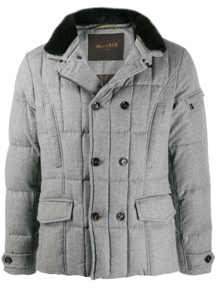 Moorer Double Breasted Padded Jacket - Grey