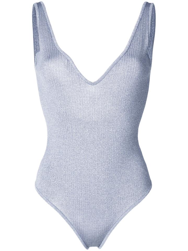 Mrz Deep V-neck Bodysuit - Blue