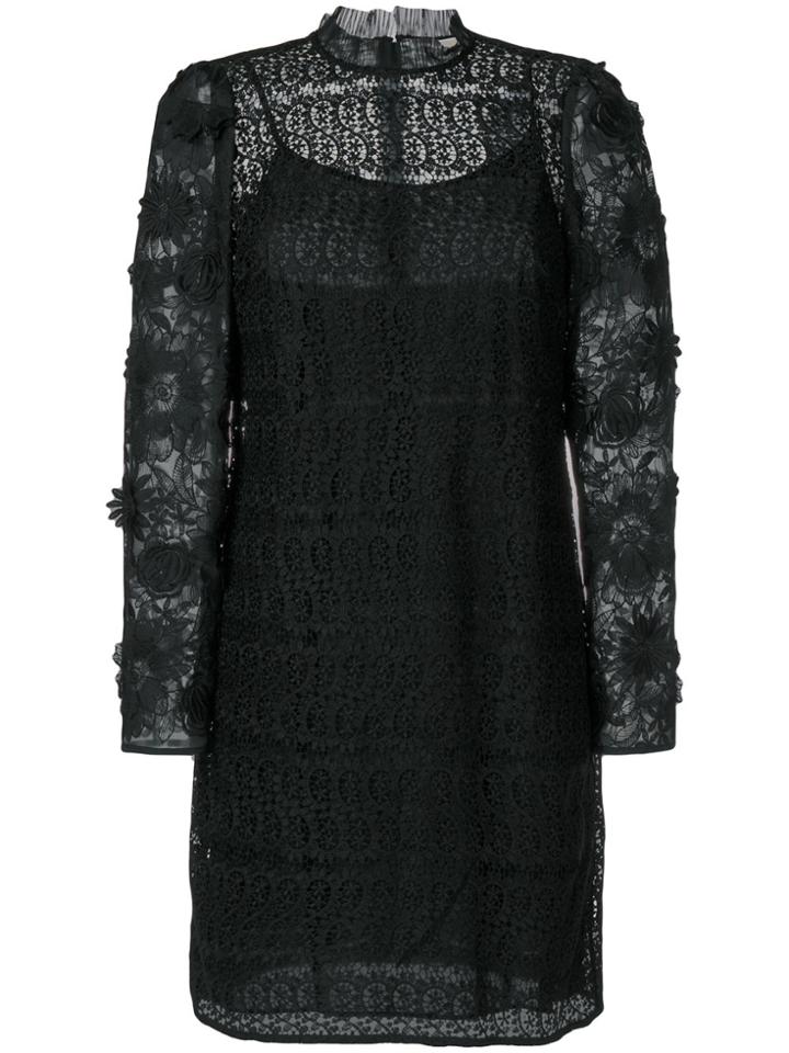 Michael Michael Kors Floral Mesh Lace Dress - Black