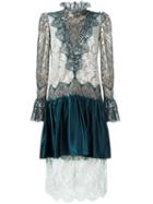 Lanvin Draped Lace Effect Dress, Women's, Size: 38, Green, Polyamide/cotton/silk