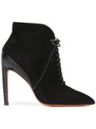Santoni Lace Up Pointed Booties - Black