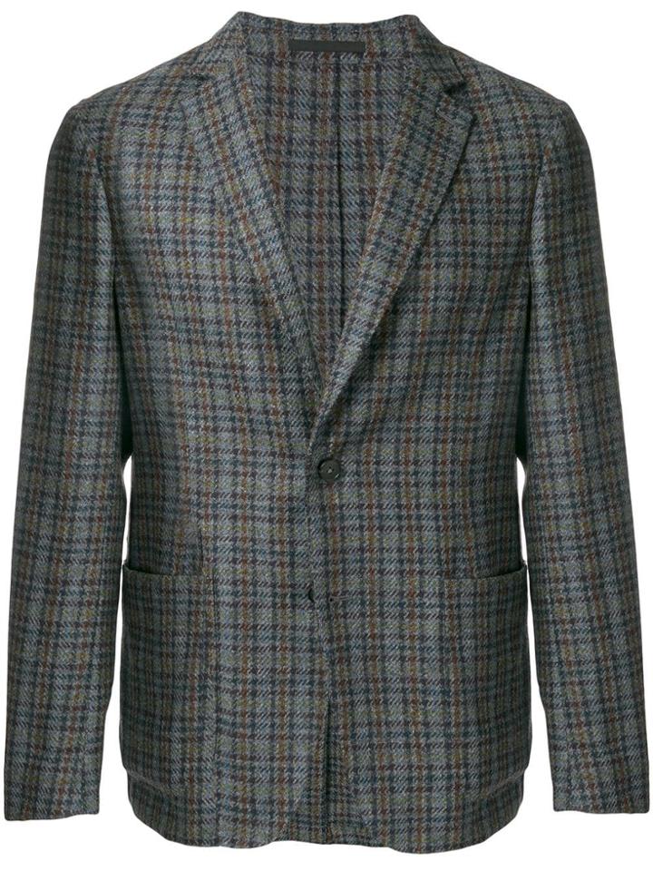 Z Zegna Checked Single-breasted Blazer - Grey