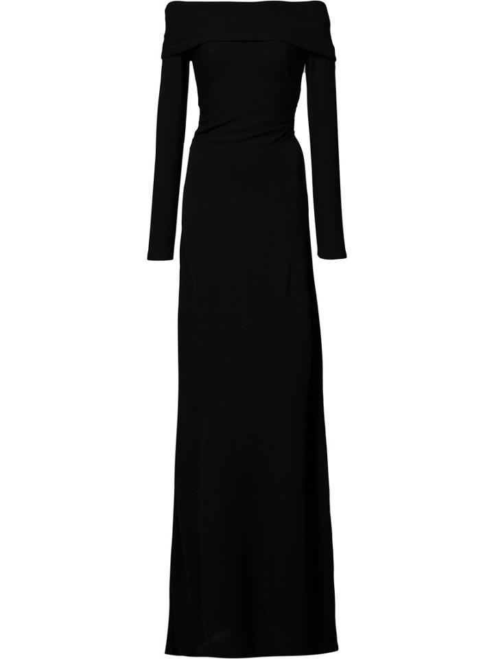 Derek Lam Bardot Long Sleeve Gown, Women's, Size: 48, Black, Viscose