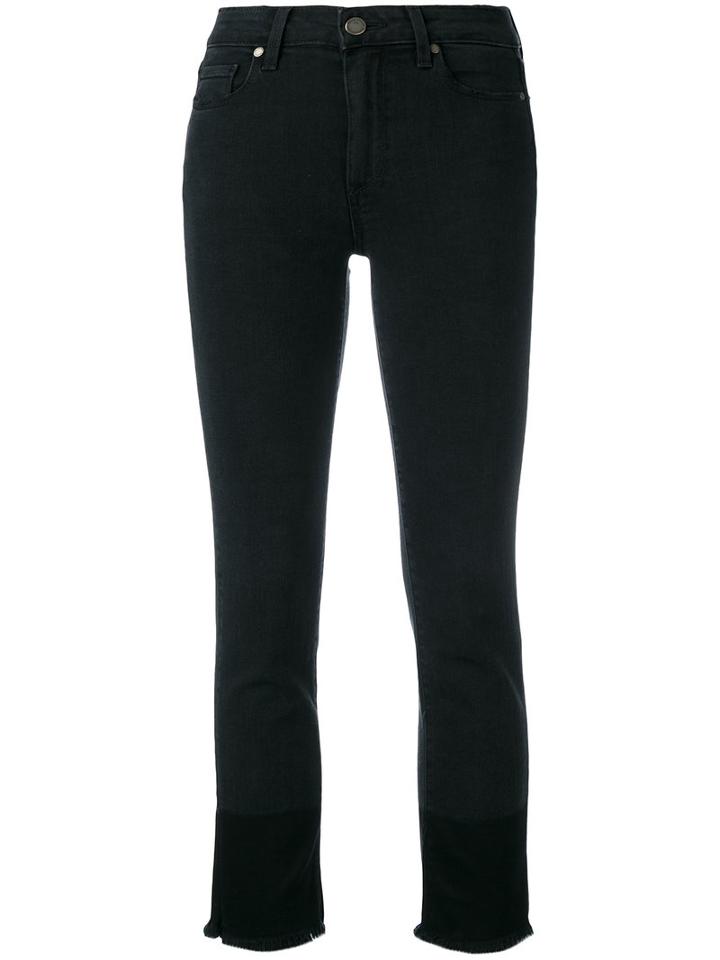 Paige Raw Hem Cropped Jeans, Women's, Size: 24, Black, Cotton/spandex/elastane