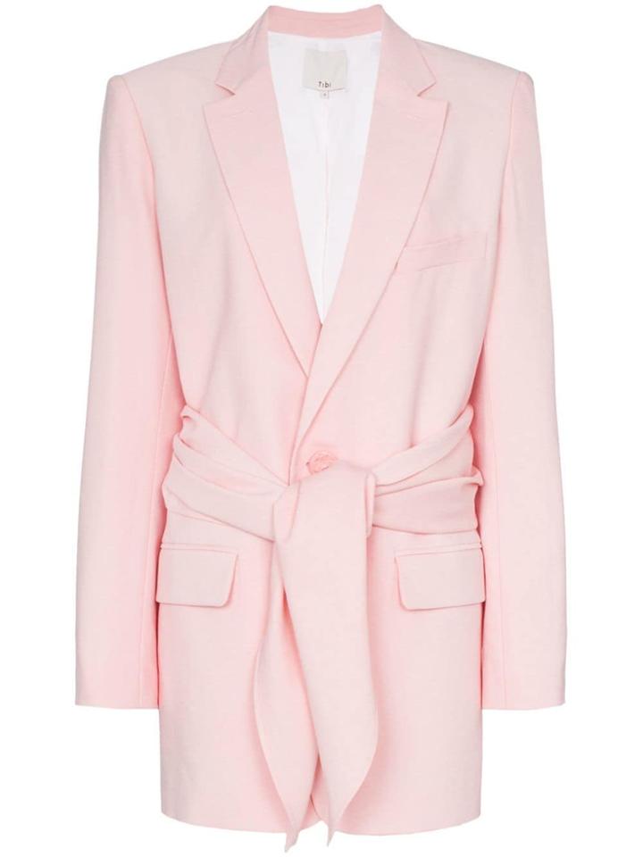 Tibi Tie-front Linen-blend Blazer - Pink