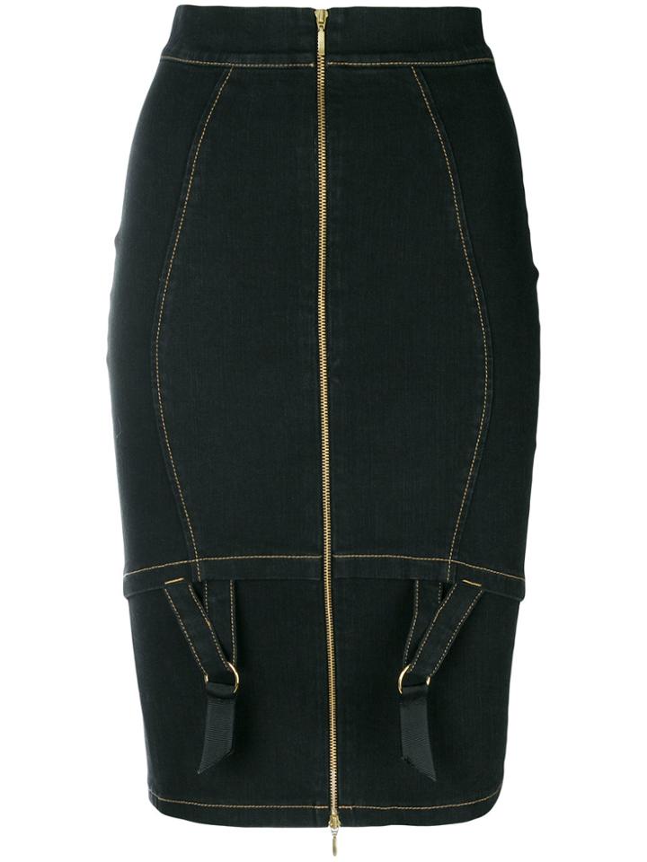 Murmur Zipped Pencil Skirt - Black