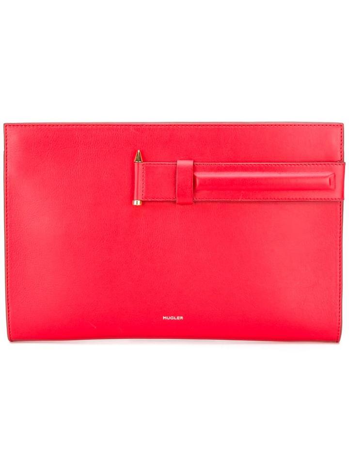 Mugler Large Pouch Clutch, Women's, Red, Leather