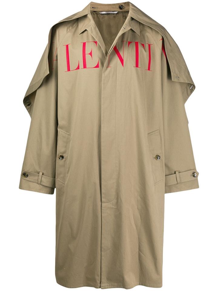 Valentino Valentino Logo Print Trench Coat - Neutrals