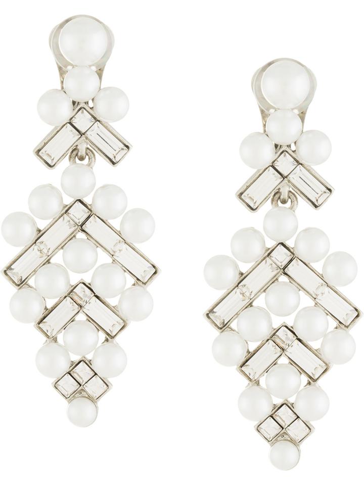 Oscar De La Renta Embellished Pearl Earrings - White