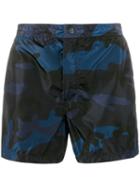 Valentino Camo-print Swimming Trunks, Men's, Size: 52, Blue, Polyamide/polyester