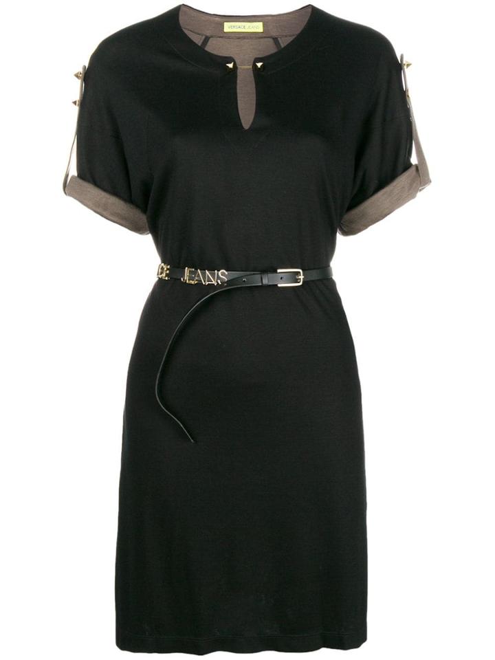 Versace Jeans Belted Short-sleeve Dress - Black