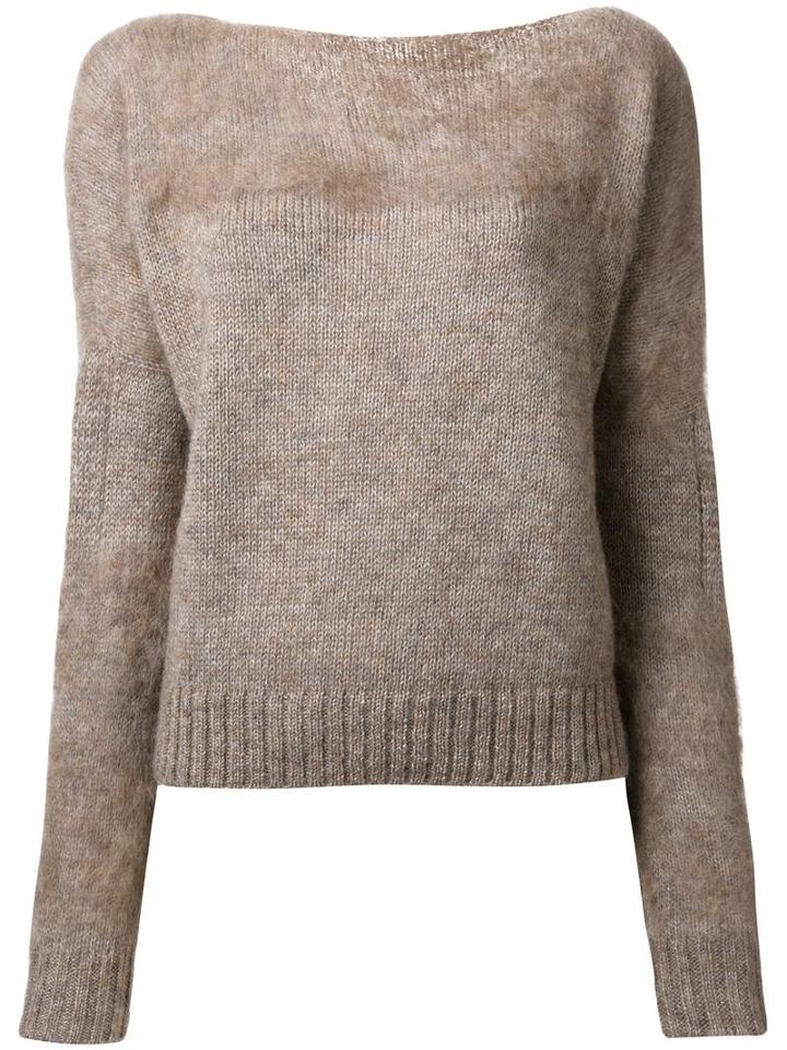 Agnona Boat Neck Jumper, Women's, Size: 38, Brown, Polyamide/mohair/wool