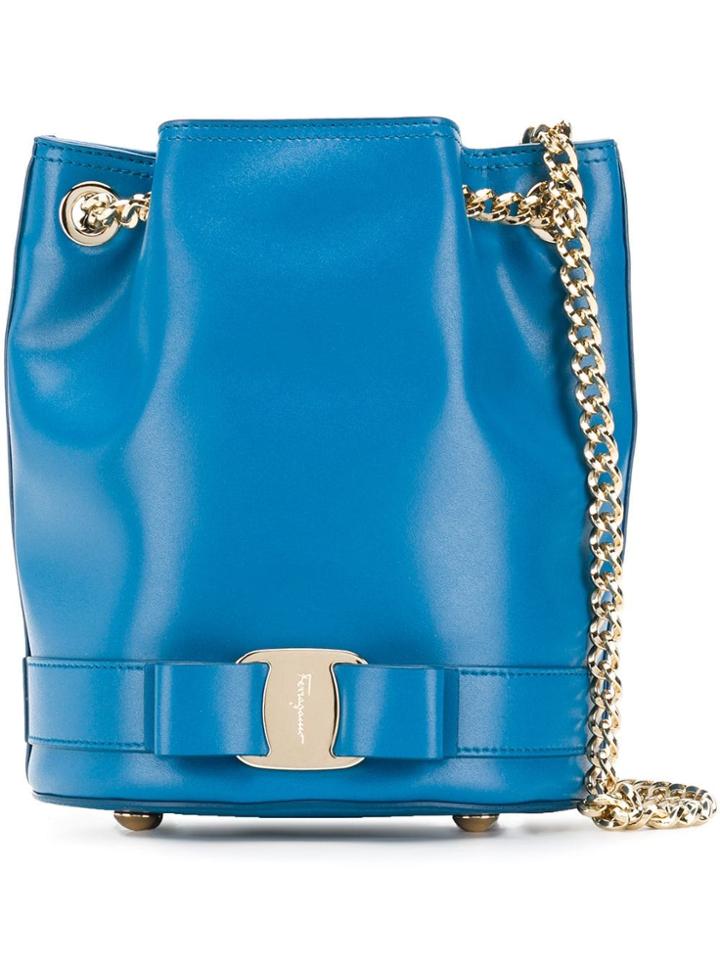 Salvatore Ferragamo Vara Bow Bucket Bag - Blue