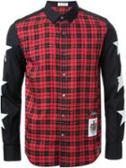 Education From Youngmachines Plaid Sleeve Star Print Button Down Shirt
