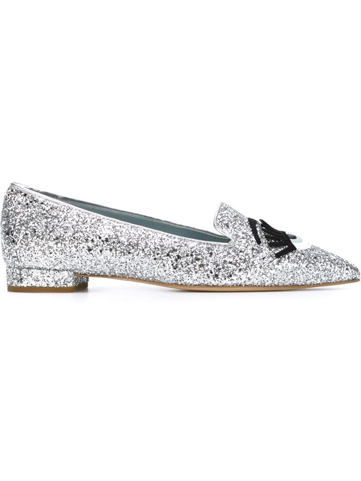 Chiara Ferragni Flirting Slippers, Women's, Size: 38, Grey, Leather/pvc