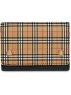 Burberry Small Scale Check And Leather Folding Card Case - Yellow &