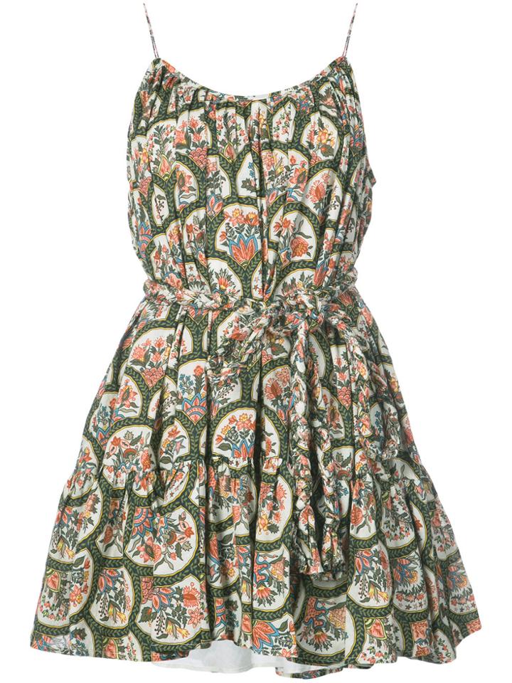 Rhode Resort Novelty Print Tie Waist Dress - White