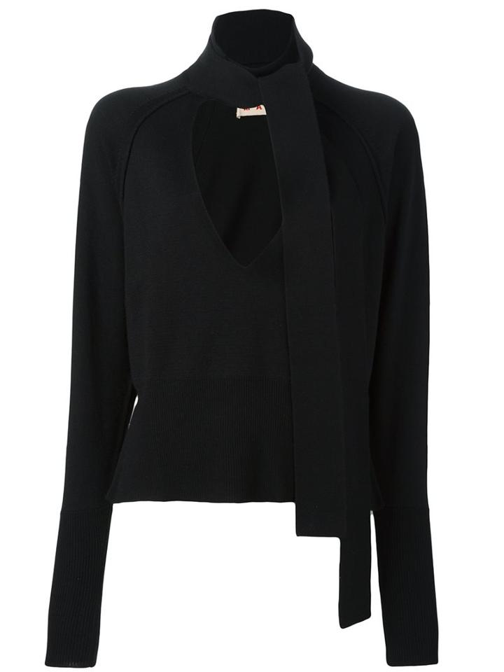 Marni Neck Tie Jumper, Women's, Size: 40, Black, Virgin Wool