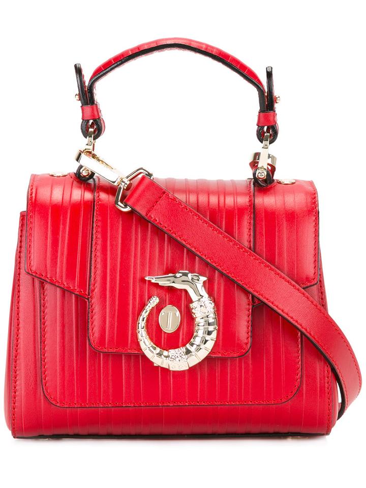 Trussardi Logo Plaque Cross-body Bag, Women's, Red, Calf Leather/polyester