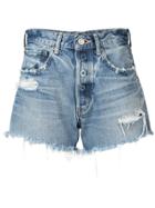 Moussy Vintage Ripped Denim Shorts - Blue