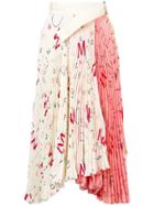 Moncler Asymmetric Printed Pleated Skirt - Neutrals