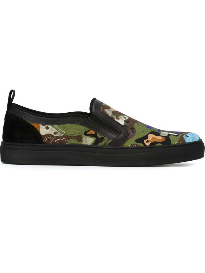 Msgm Abstract Print Slip-on Sneakers