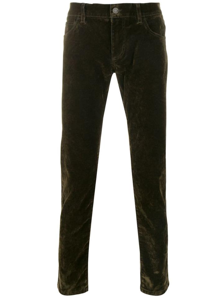 Dolce & Gabbana Textured Straight Leg Trousers - Green