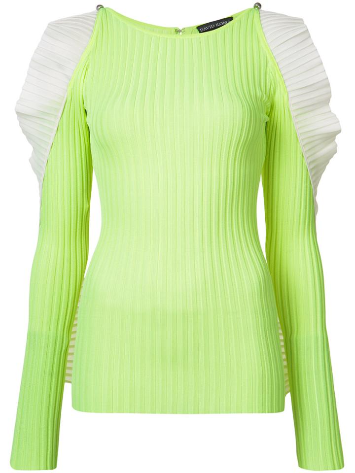 David Koma Cut-out Ruffle Jumper - Green