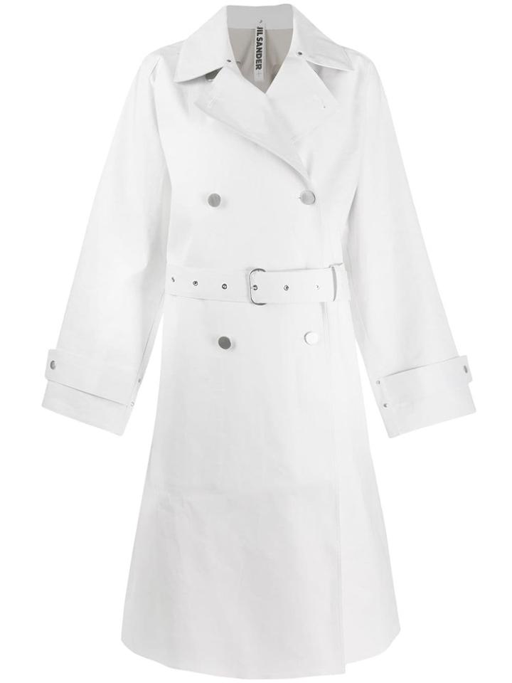 Jil Sander Double Breasted Trench Coat - White