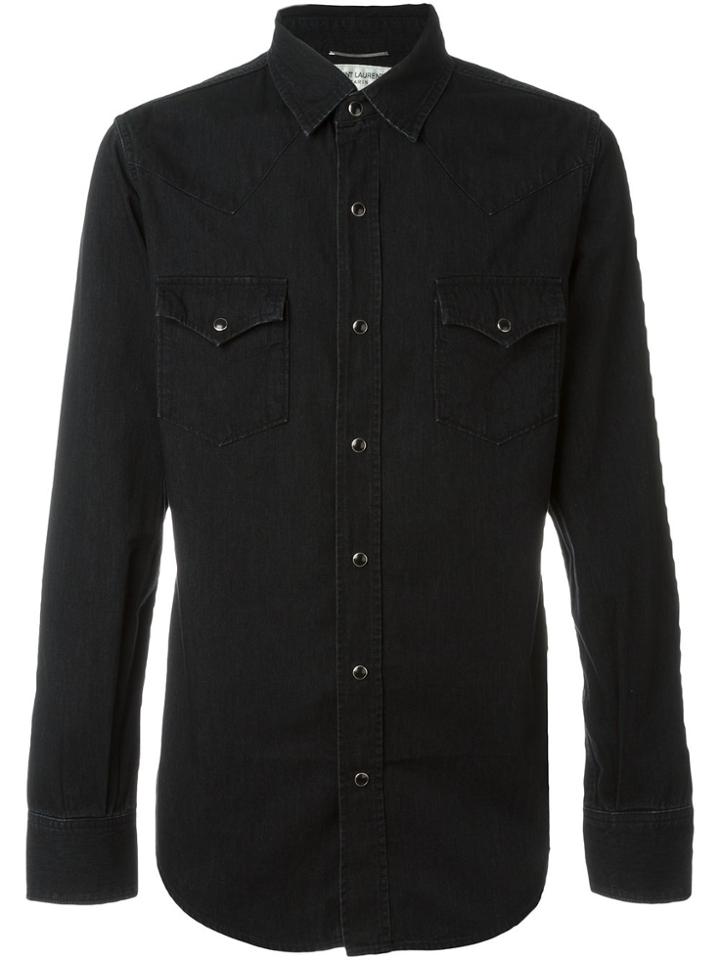Saint Laurent Chest Pocket Denim Shirt - Black