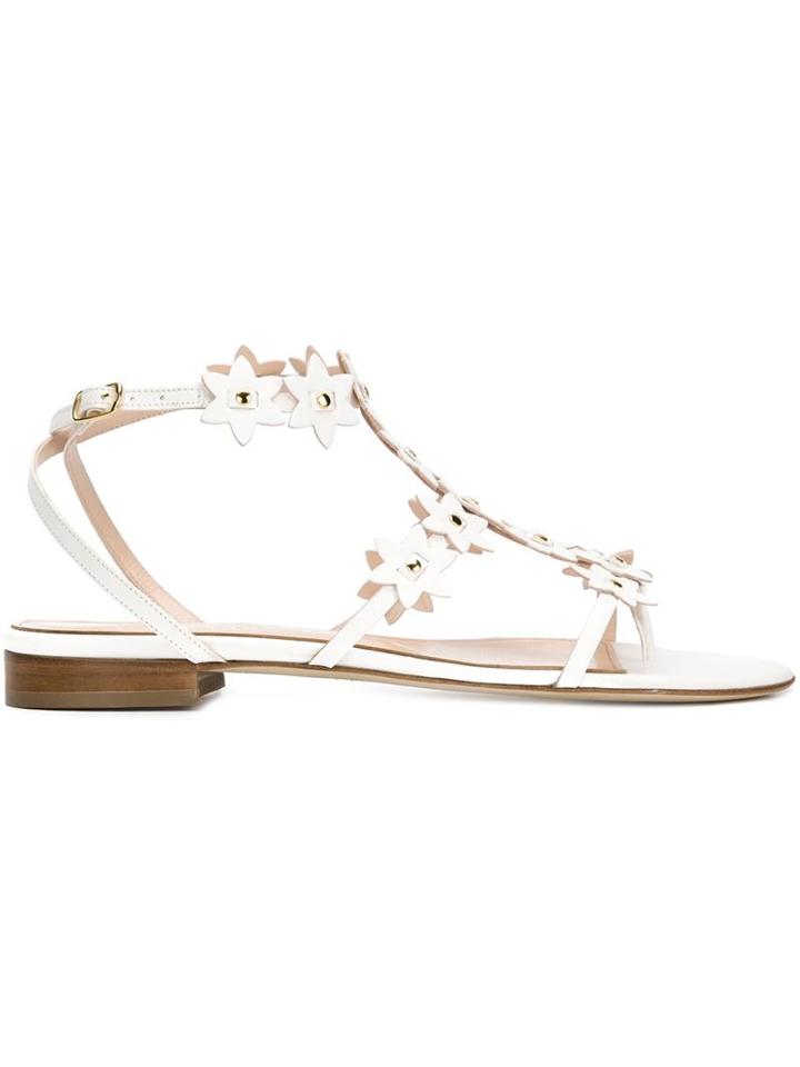 Oscar De La Renta T-bar Embellished Sandals