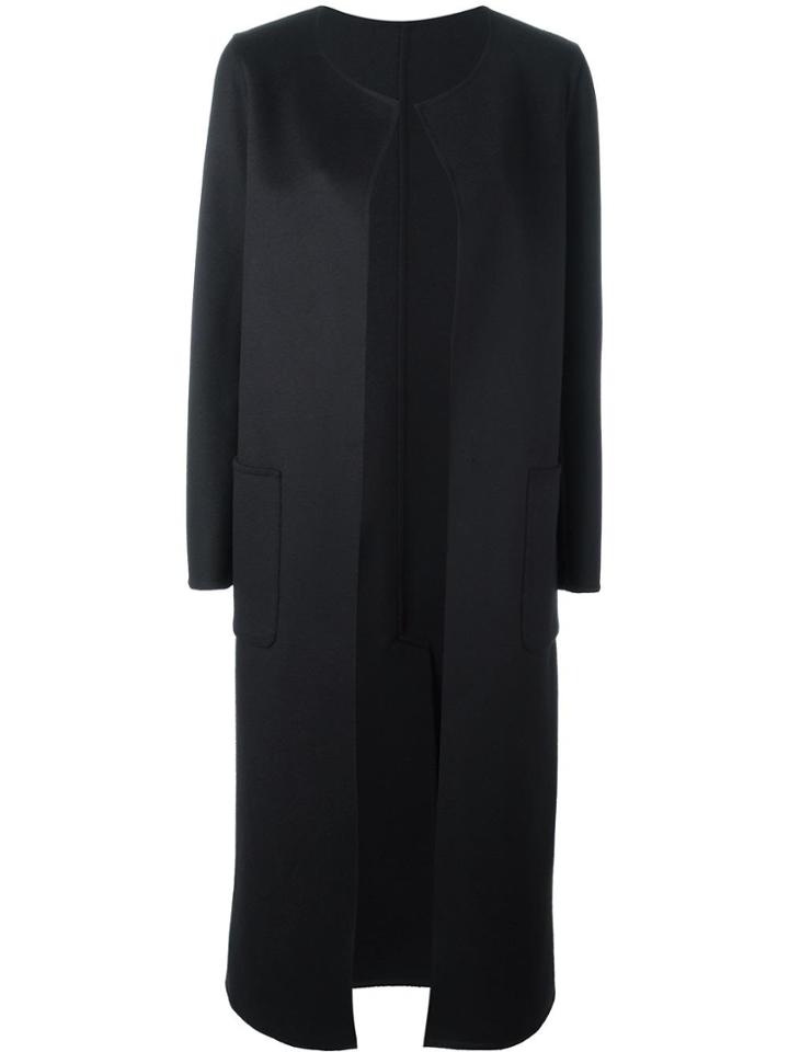 Tagliatore Scoop Neck Mid Coat - Black