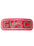 Gucci Crystal-embellished Logo Hair Clip - Red