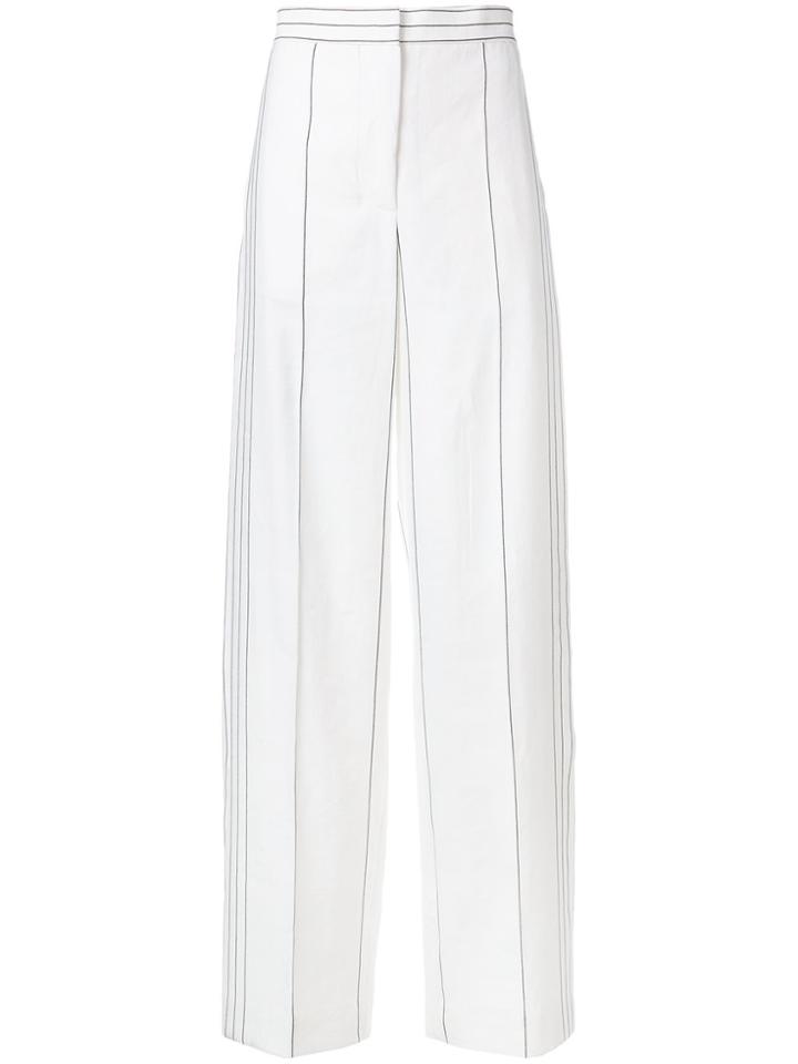 Cédric Charlier High Rise Palazzo Trousers - White