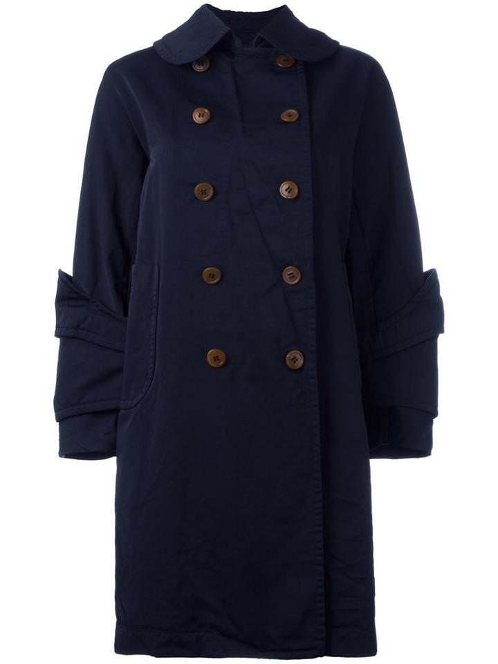 Comme Des Garçons - Layered Cuff Coat - Women - Polyester - Xs, Blue, Polyester