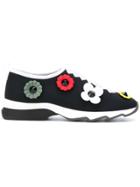 Fendi Slip-on Sneakers With Flowers - Black