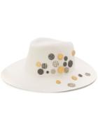 Maison Michel Embossed Button Hat - White