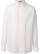 Saint Laurent Pleated Bib Shirt, Men's, Size: 39, Pink/purple, Cotton