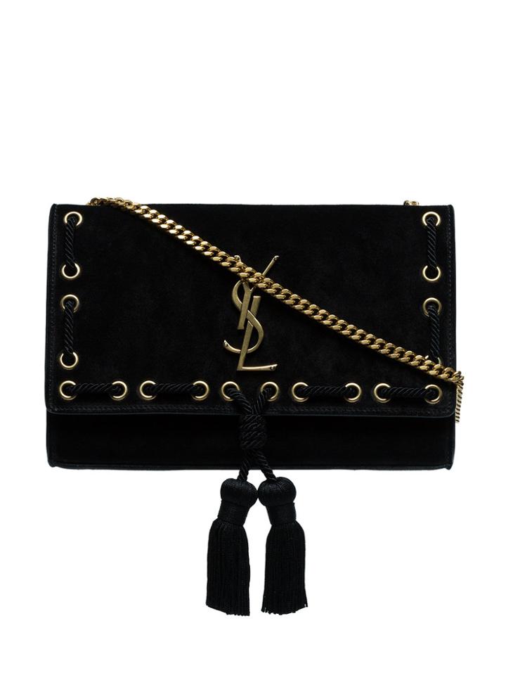 Saint Laurent Black Kate Medium Suede Leather Shoulder Bag