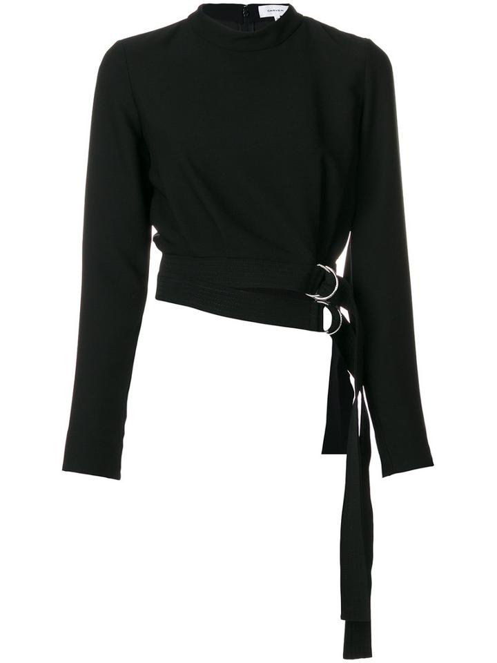 Carven - Roll Neck Belted Top - Women - Polyester - 38, Black, Polyester