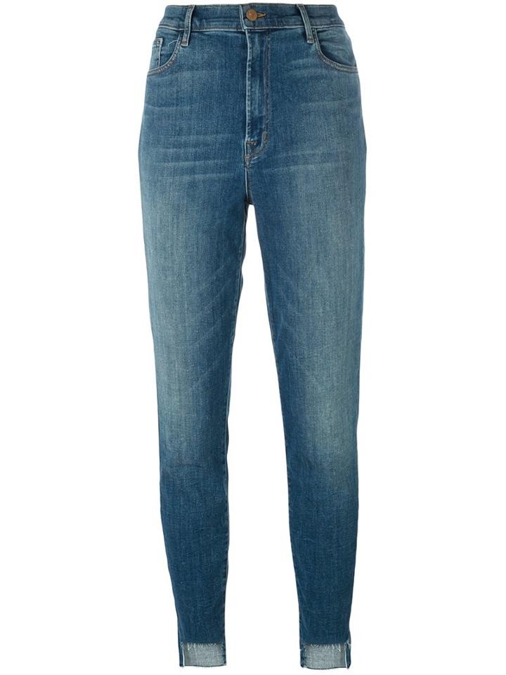 J Brand High-rise Cropped Jeans, Women's, Size: 30, Blue, Cotton/spandex/elastane/polyester
