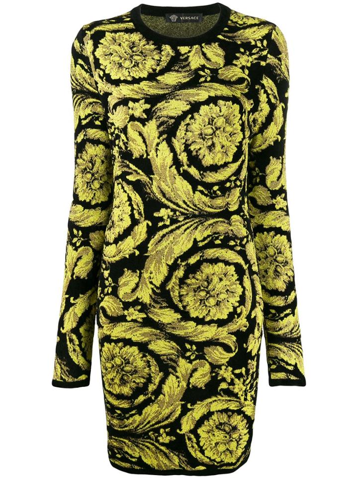 Versace Baroque Pattern Dress - Black