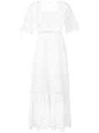 Self-portrait Embroidered Flared Dress - White